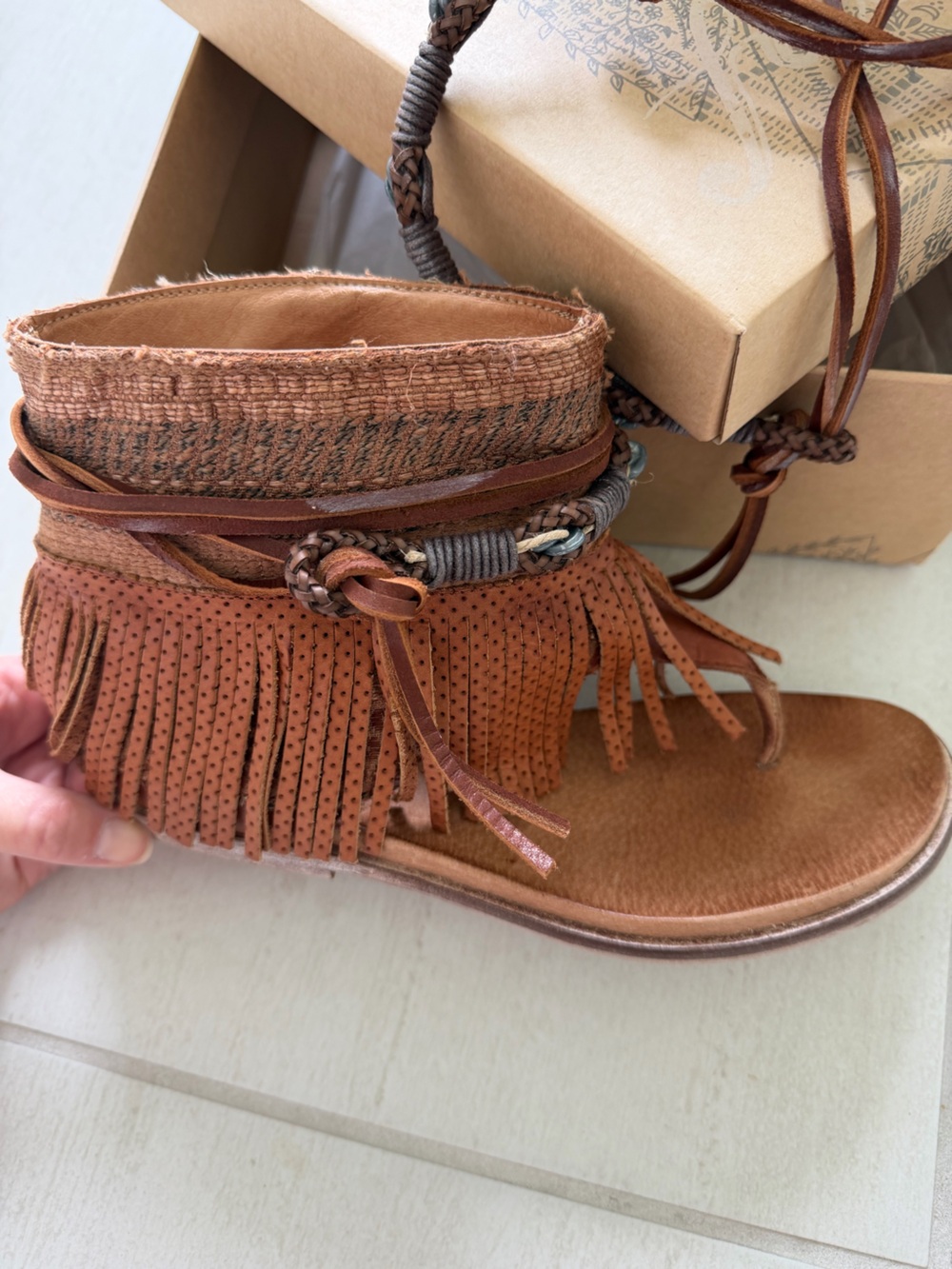 Free People WONDERLAND Tan Fringe Sandal